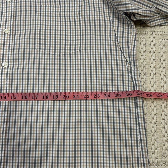 Michael Kors Men's Plaid Shirt Dress shirt- Tan and Blue Tall 17.5 /38 /39 - Picture 4 of 7